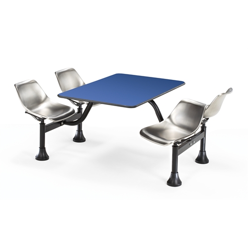 Cluster Table with Laminate Top and Stainless Steel Chairs - 24 x 48, Blue. Picture 1